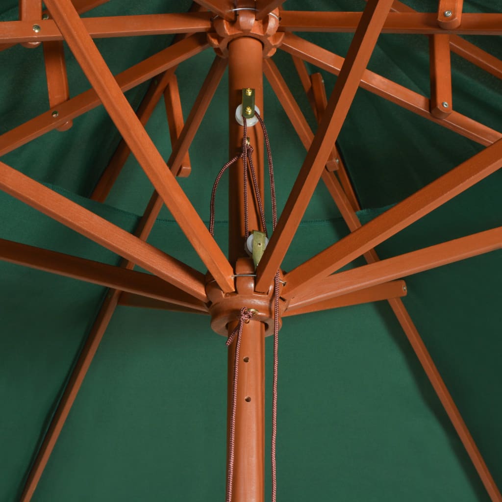 Sonnenschirm mit Doppeldach und Holz-Mast Schwarz 270 cm