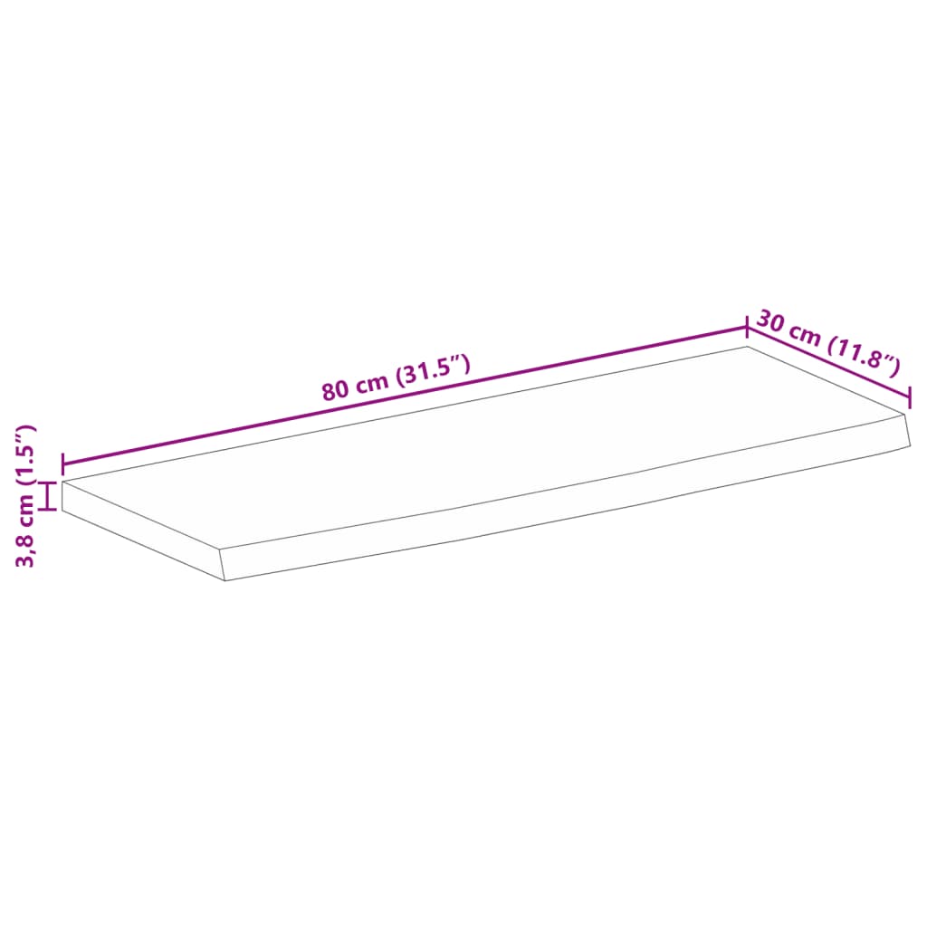 Wandregal 40x20x2,5 cm Rechteckig Massivholz Akazie Baumkante