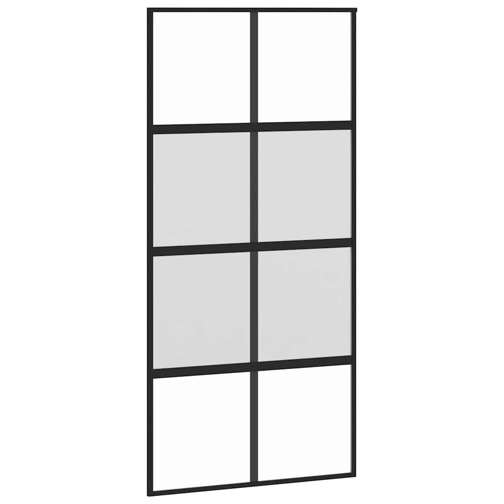 Schiebetür mit Beschlag Schwarz 76x205 cm Hartglas