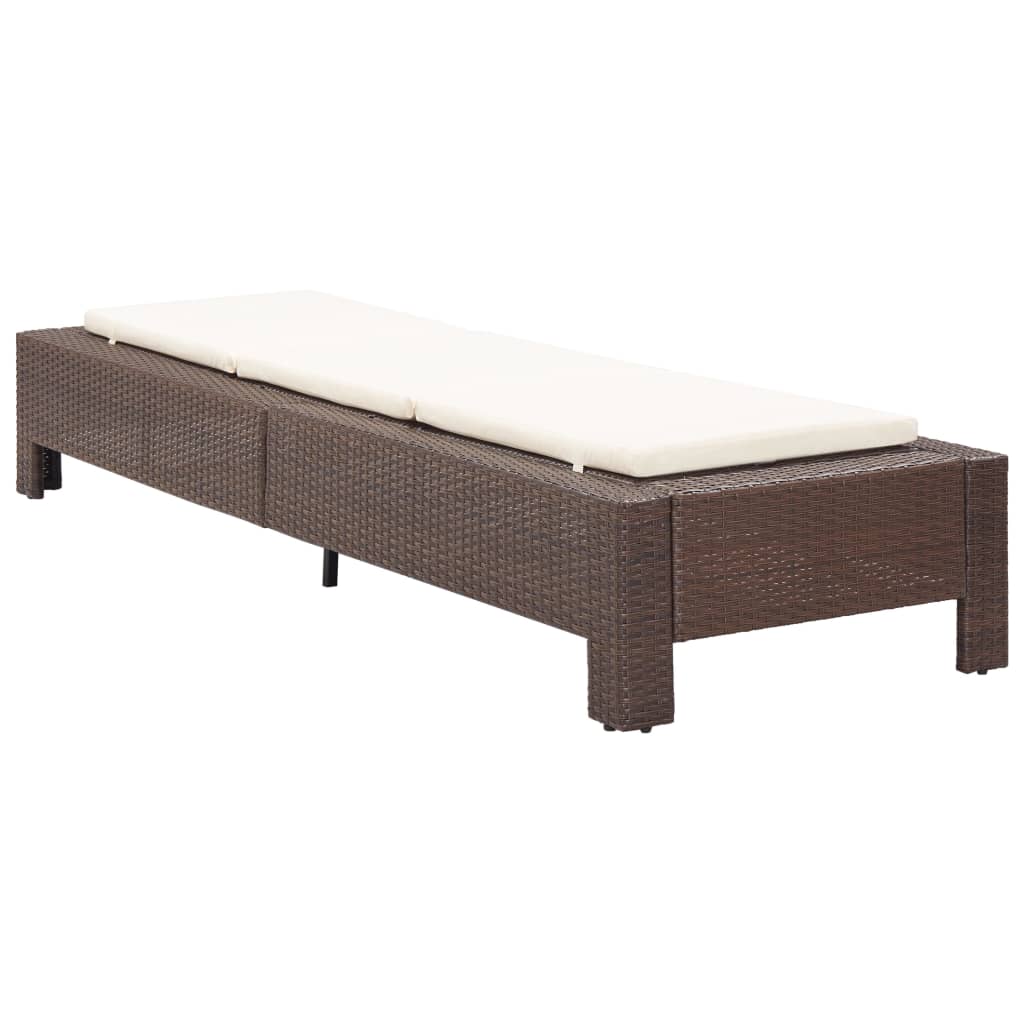 Sonnenliege mit Auflage Grau Poly Rattan