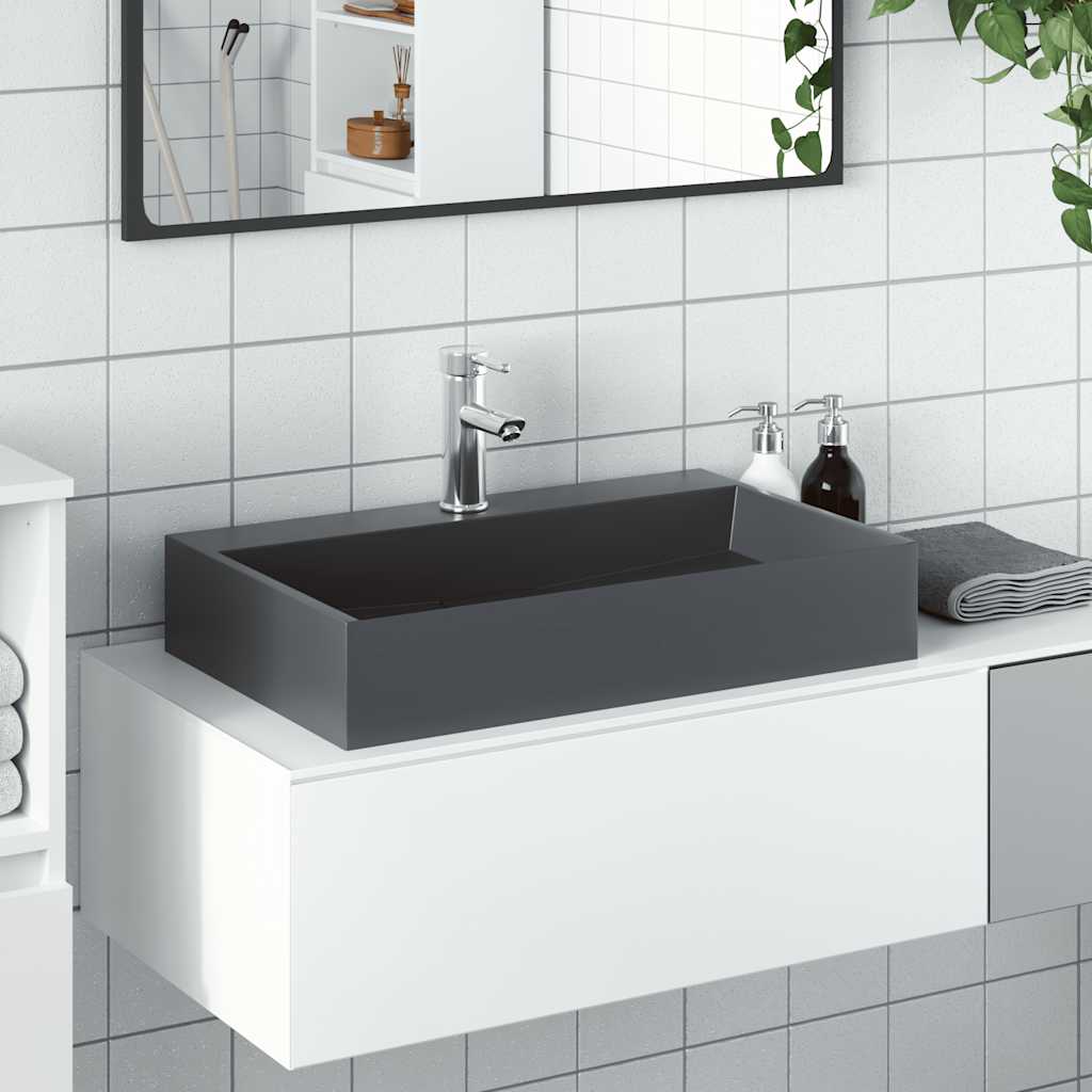 Waschbecken 60x38x11 cm Mineralguss/Marmorguss Mattschwarz