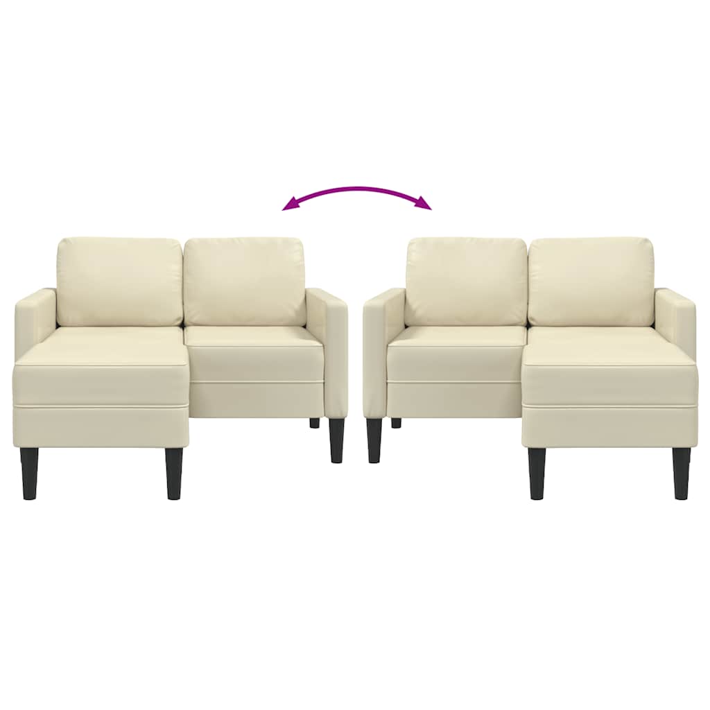 2-Sitzer-Sofa mit Chaiselongue L-förmig Schwarz 125 cm Kunstleder