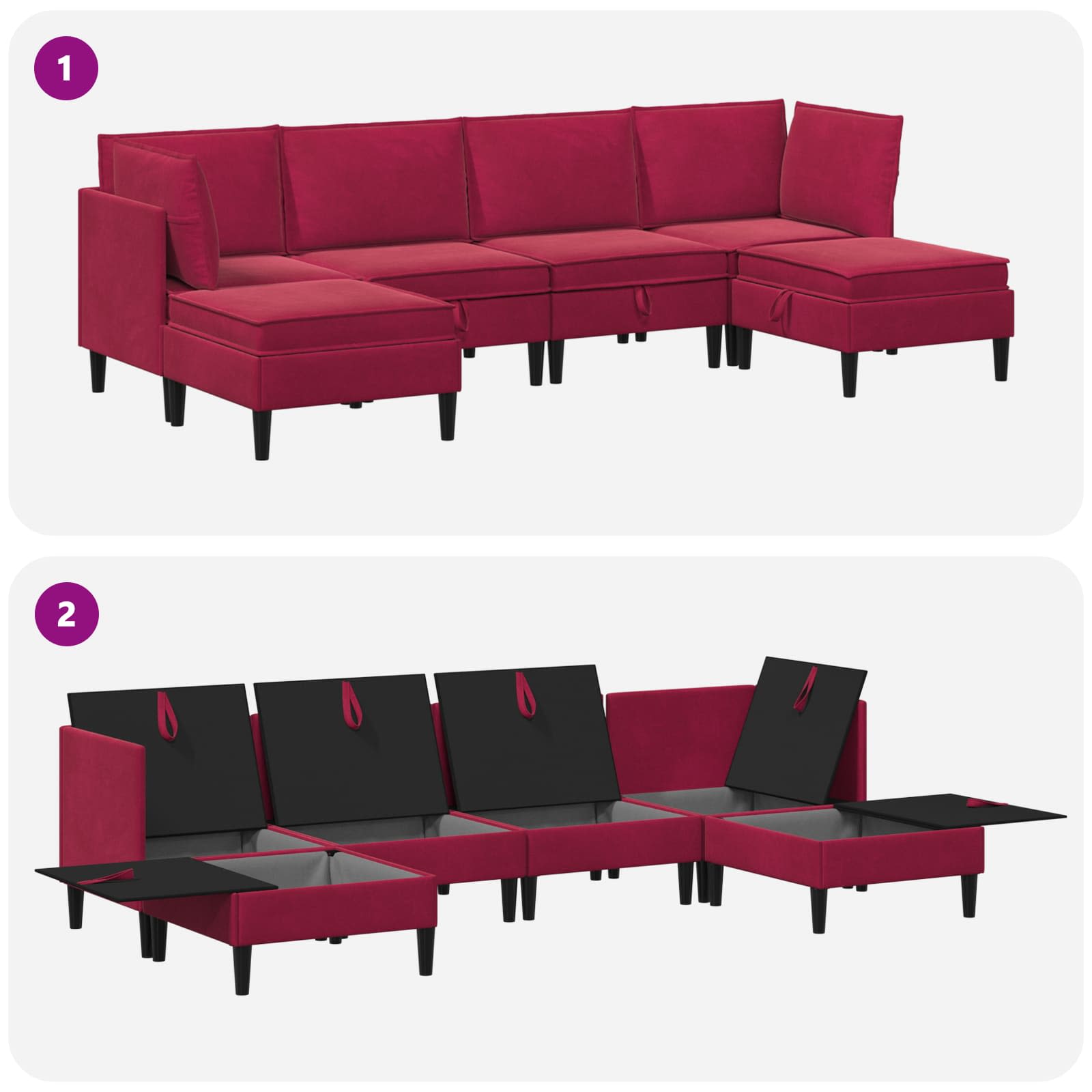 Wohnzimmergarnitur mit Kissen mit Speicher 3 pcs Hellgrau Samt