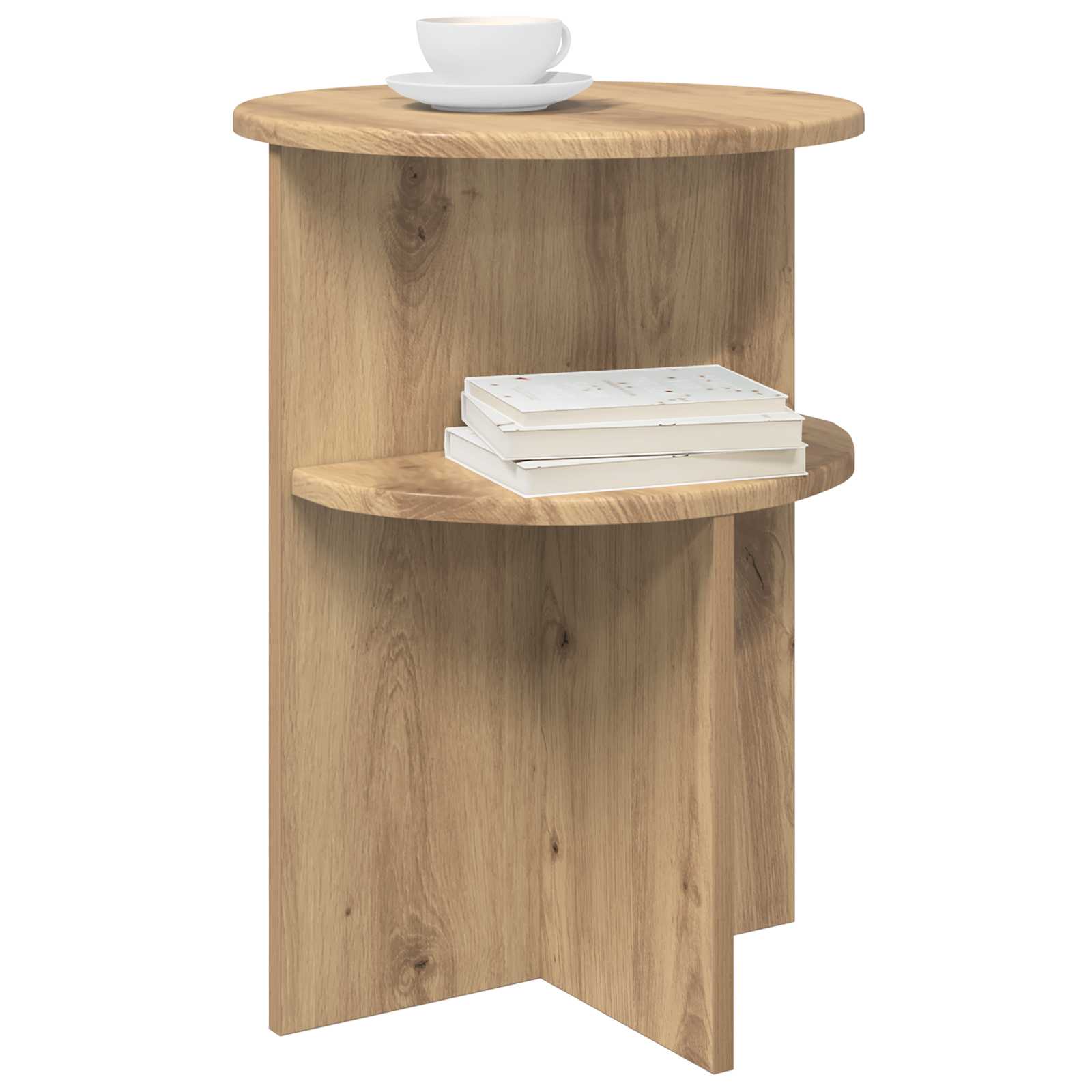 Beistelltisch mit Speicher Weiß Ø 39,5 x 55 cm Holzwerkstoff