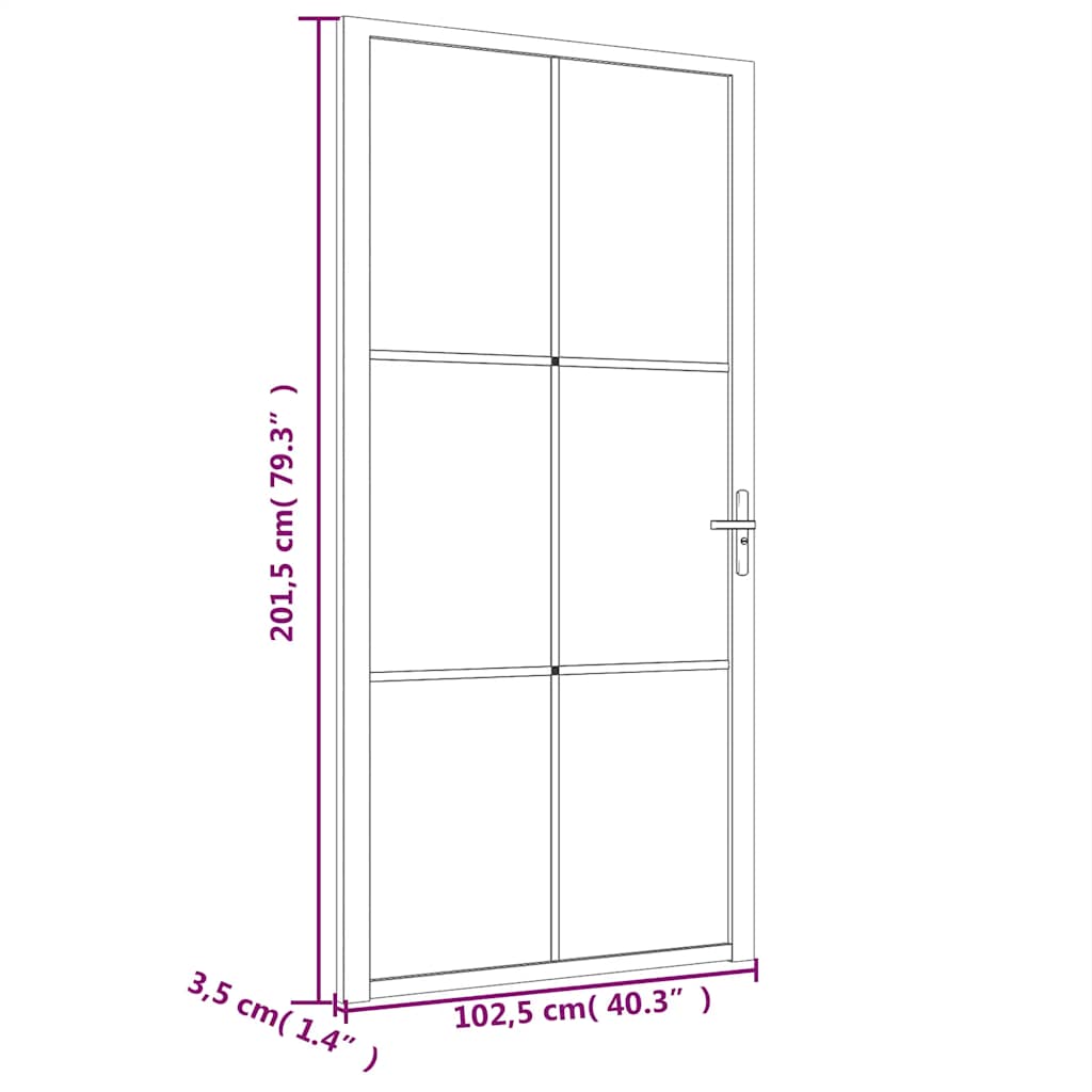 Innentür ESG Glas und Aluminium 76x201,5 cm Schwarz