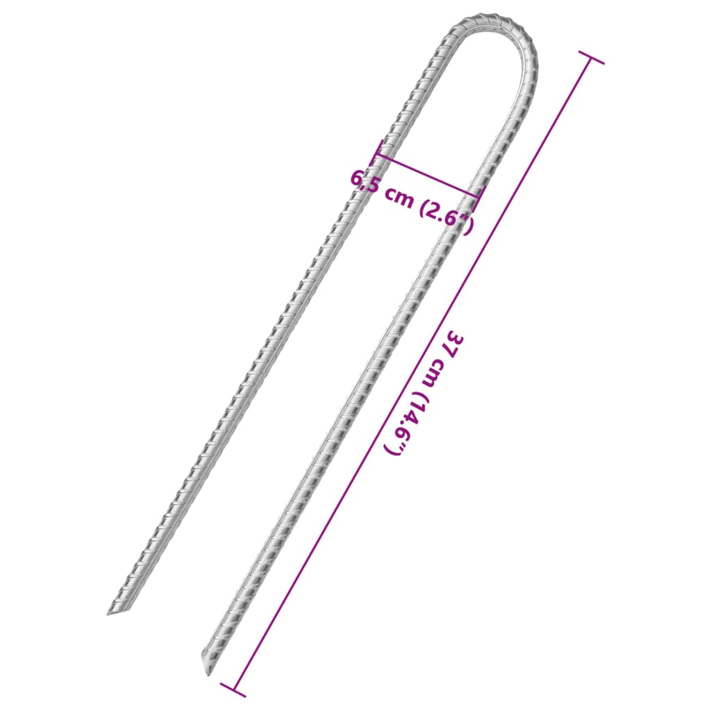 Zeltheringe 6 Stk. U-Form 30 cm Ø7 mm Verzinkter Stahl