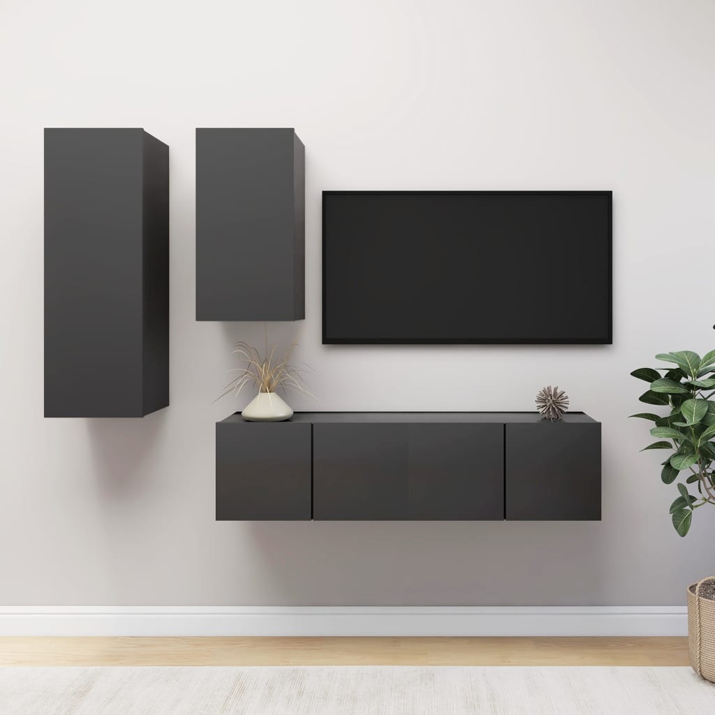 4-tlg. TV-Schrank-Set Weiß Holzwerkstoff