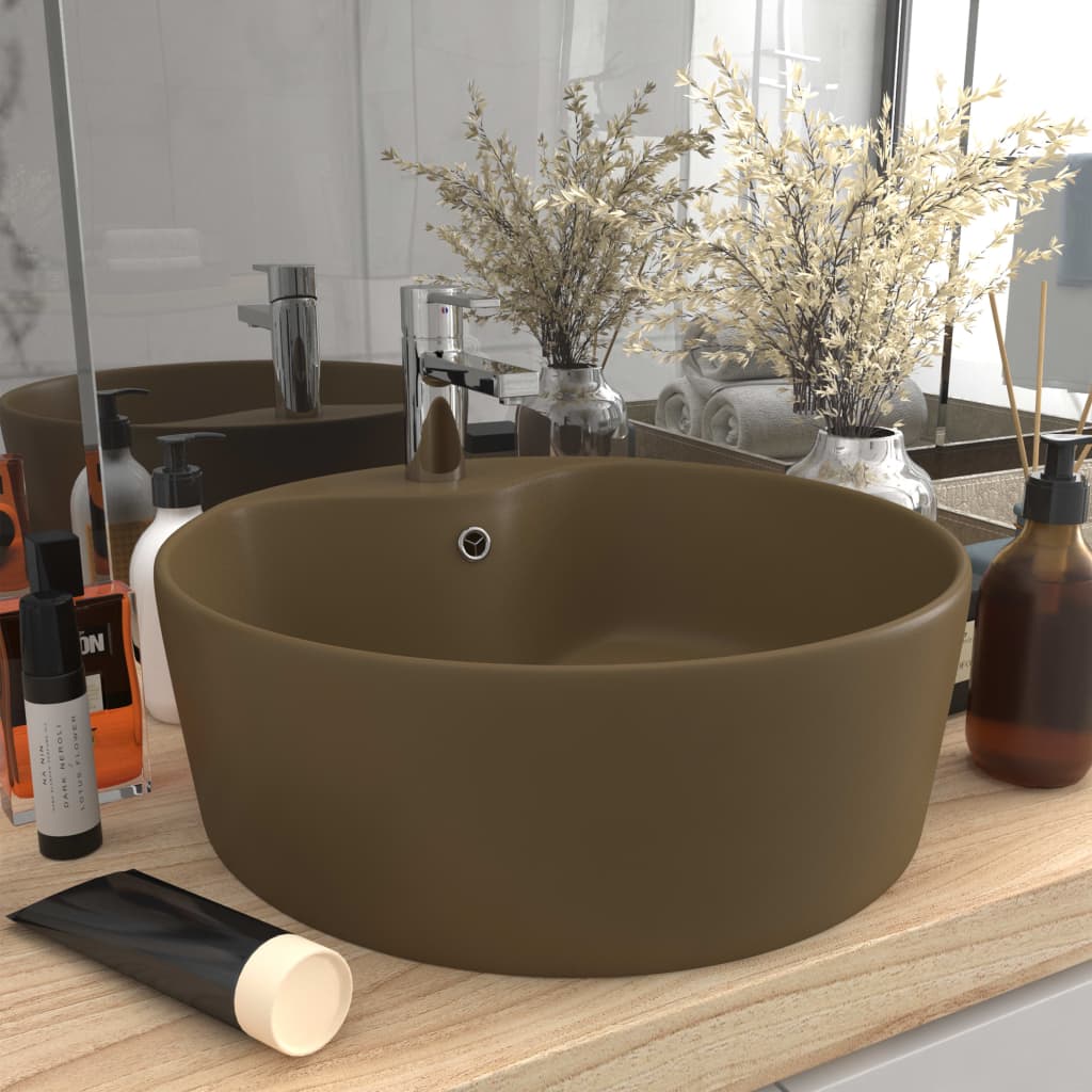 Luxus-Waschbecken mit Überlauf Matt-Weiß 36x13 cm Keramik