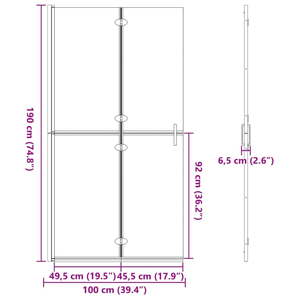 Faltbare begehbare Duschwand Transparentes ESG Glas 70x190 cm
