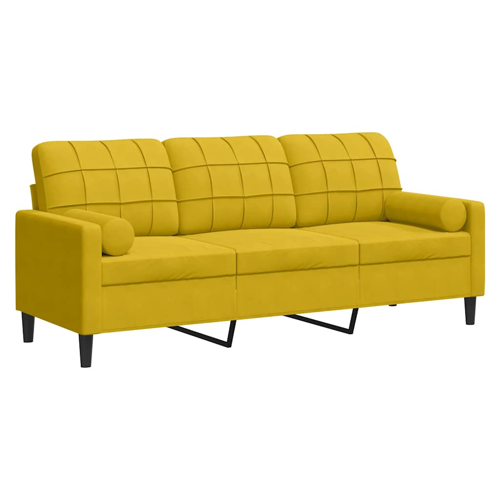 2-Sitzer-Sofa mit Zierkissen Hellgrau 120 cm Samt
