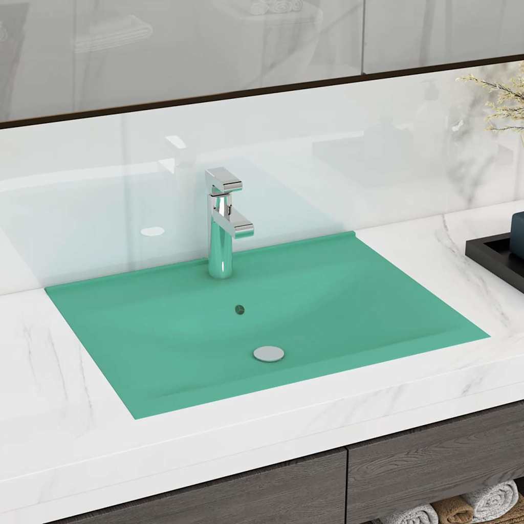 Luxus-Waschbecken mit Hahnloch Matt-Weiß 60x46 cm Keramik