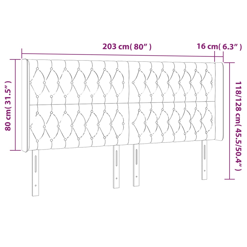 Kopfteil mit Ohren Dunkelblau 93x16x78/88 cm Samt