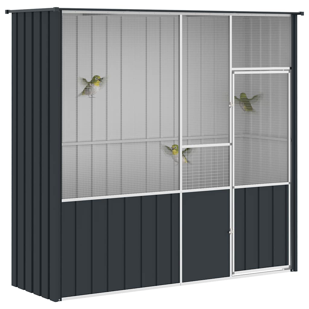 Voliere Anthrazit 115x78x200 cm Verzinkter Stahl