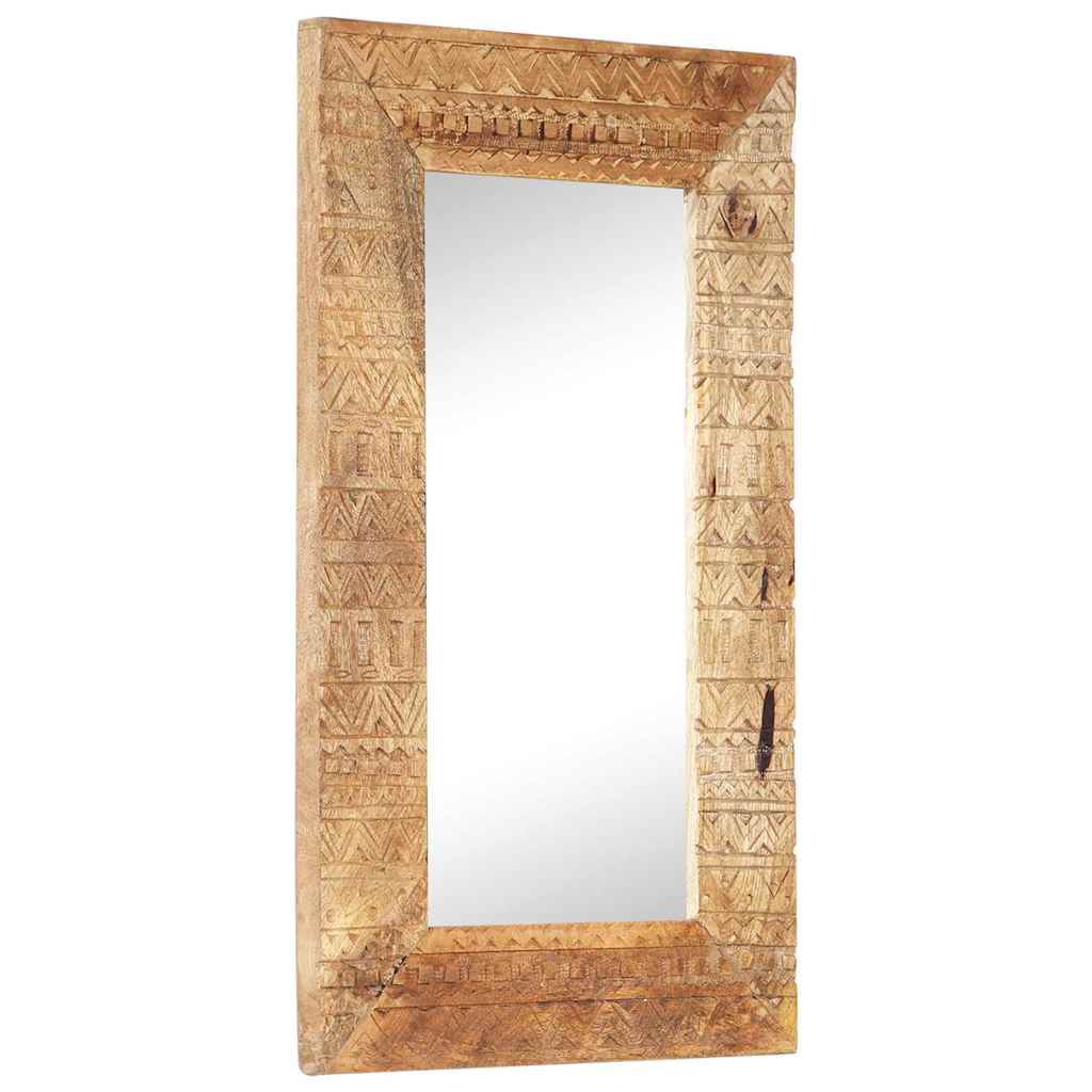 Handgeschnitzter Spiegel 50x50x2,5 cm Massivholz Mango
