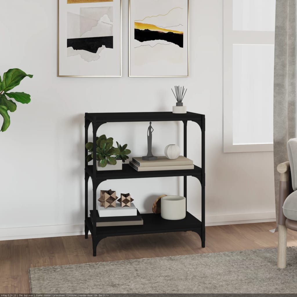 Bücherregal Schwarz 40x33x70,5 cm Holzwerkstoff und Stahl