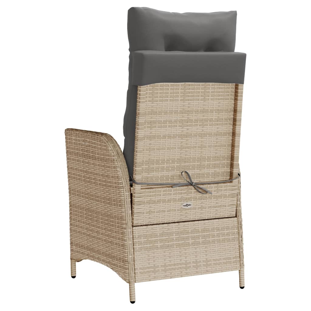 Gartensessel Verstellbar mit Kissen Schwarz Poly Rattan