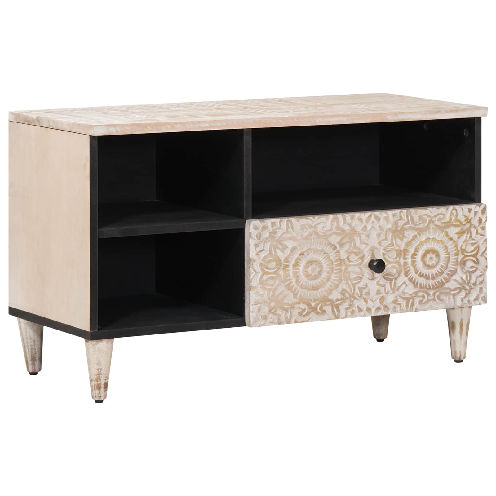 TV-Schränk mit Regal Braun 80 x 33,5 x 46 cm Massivholz Mango