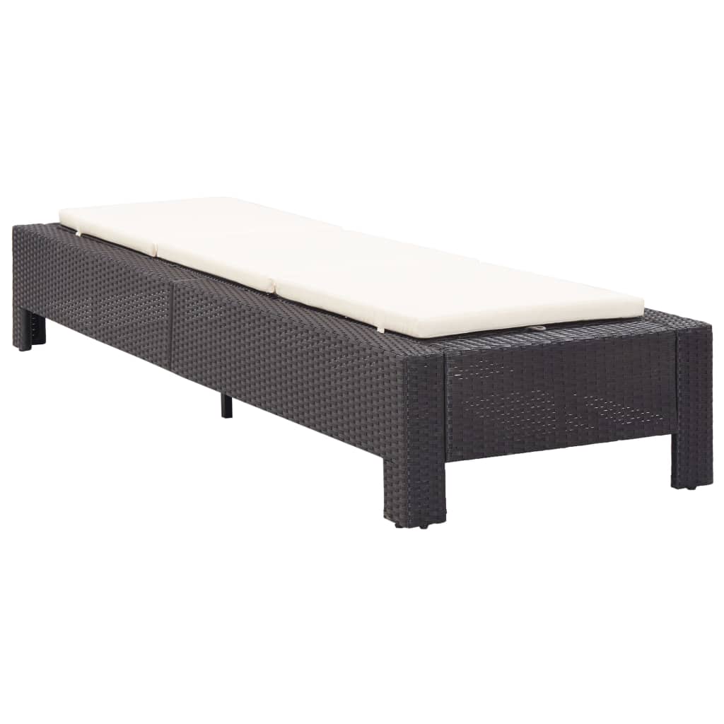 Sonnenliege mit Auflage Grau Poly Rattan