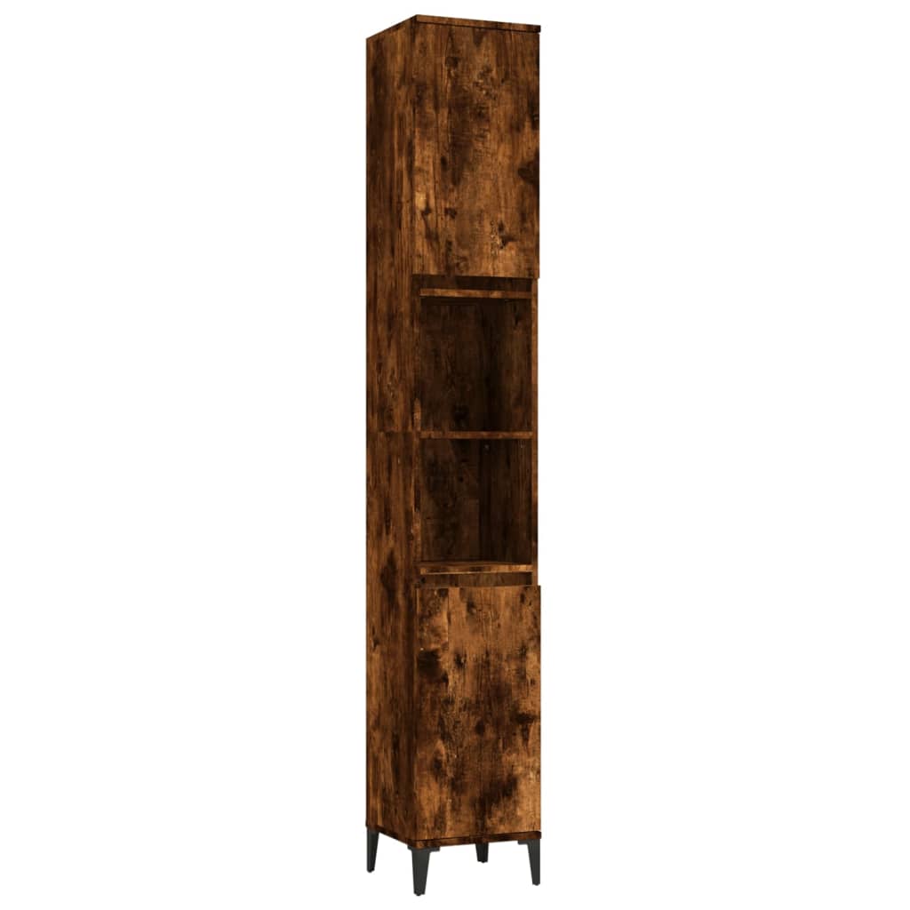 Badschrank Weiß 30x30x190 cm Holzwerkstoff