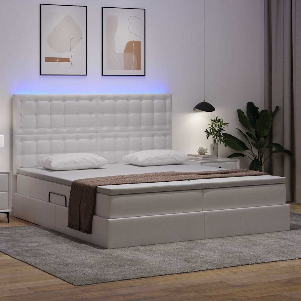 Bett mit Stauraum und LED Schwarz 180 x 200 cm Kunstleder