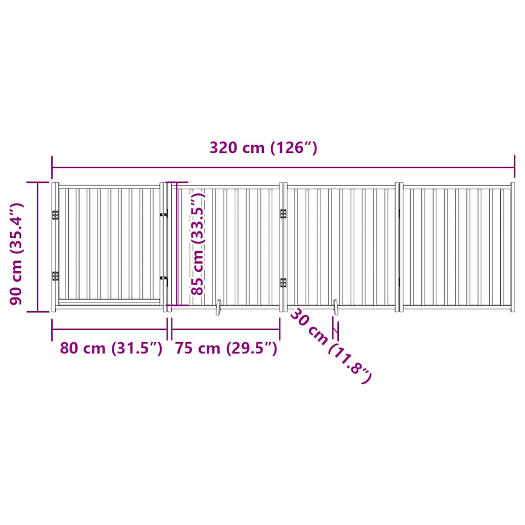 3-tlg. Hundetor Faltbar 150 cm Massivholz Tanne