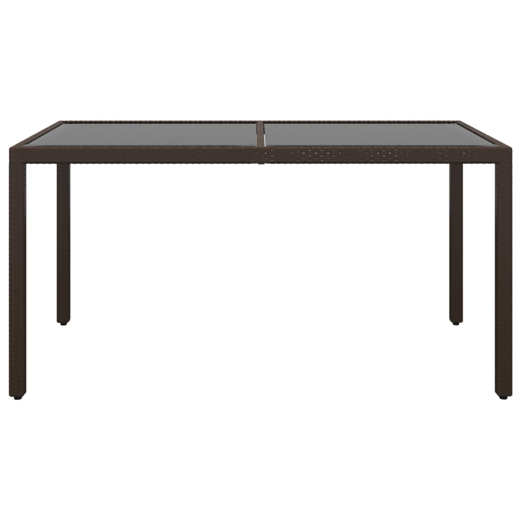 Gartentisch 150x90x75 cm Hartglas und Poly Rattan Schwarz
