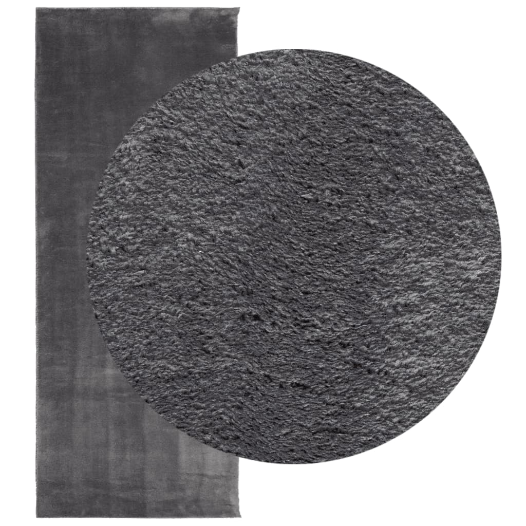 Teppich HUARTE Kurzflor Weich und Waschbar Anthrazit 60x110 cm