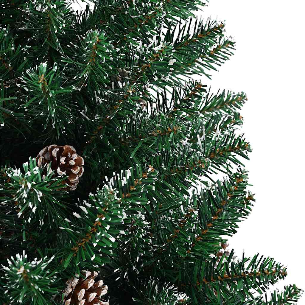 Weihnachtsbaum Schlank mit Echtholz und Zapfen Grün 150 cm PVC