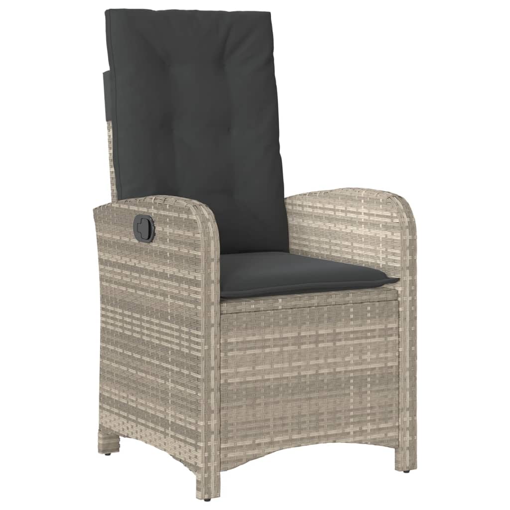 Gartensessel Verstellbar mit Kissen Schwarz Poly Rattan