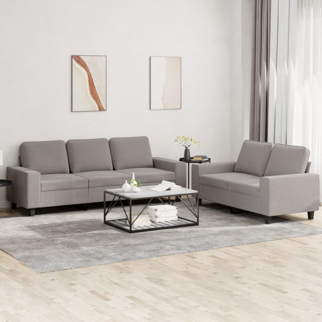 3-tlg. Sofagarnitur Hellgrau Stoff