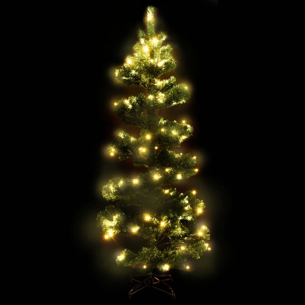 Spiral-Weihnachtsbaum mit Beleuchtung und Ständer Weiß 180 cm