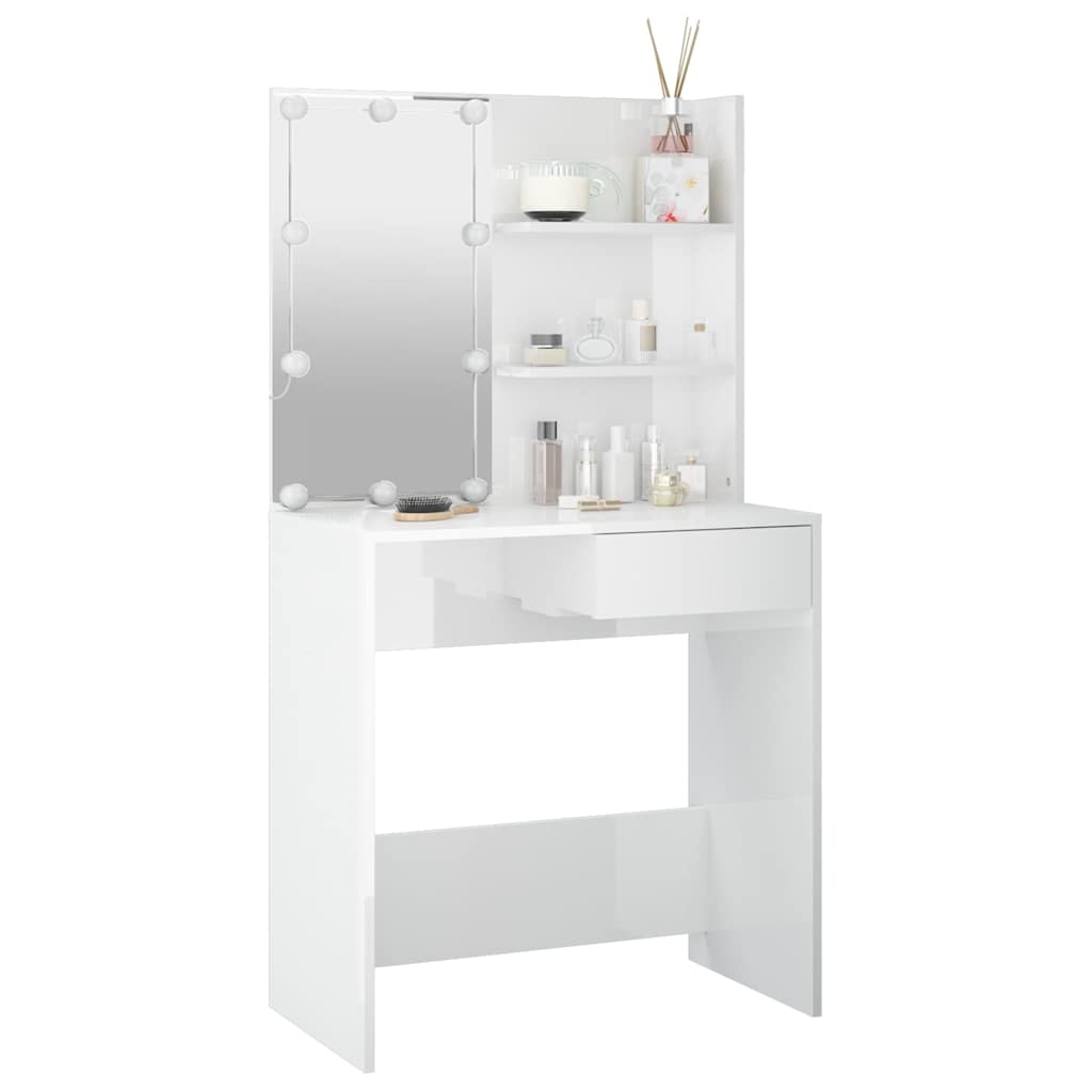 Schminktisch mit LED Weiß 74,5x40x141 cm