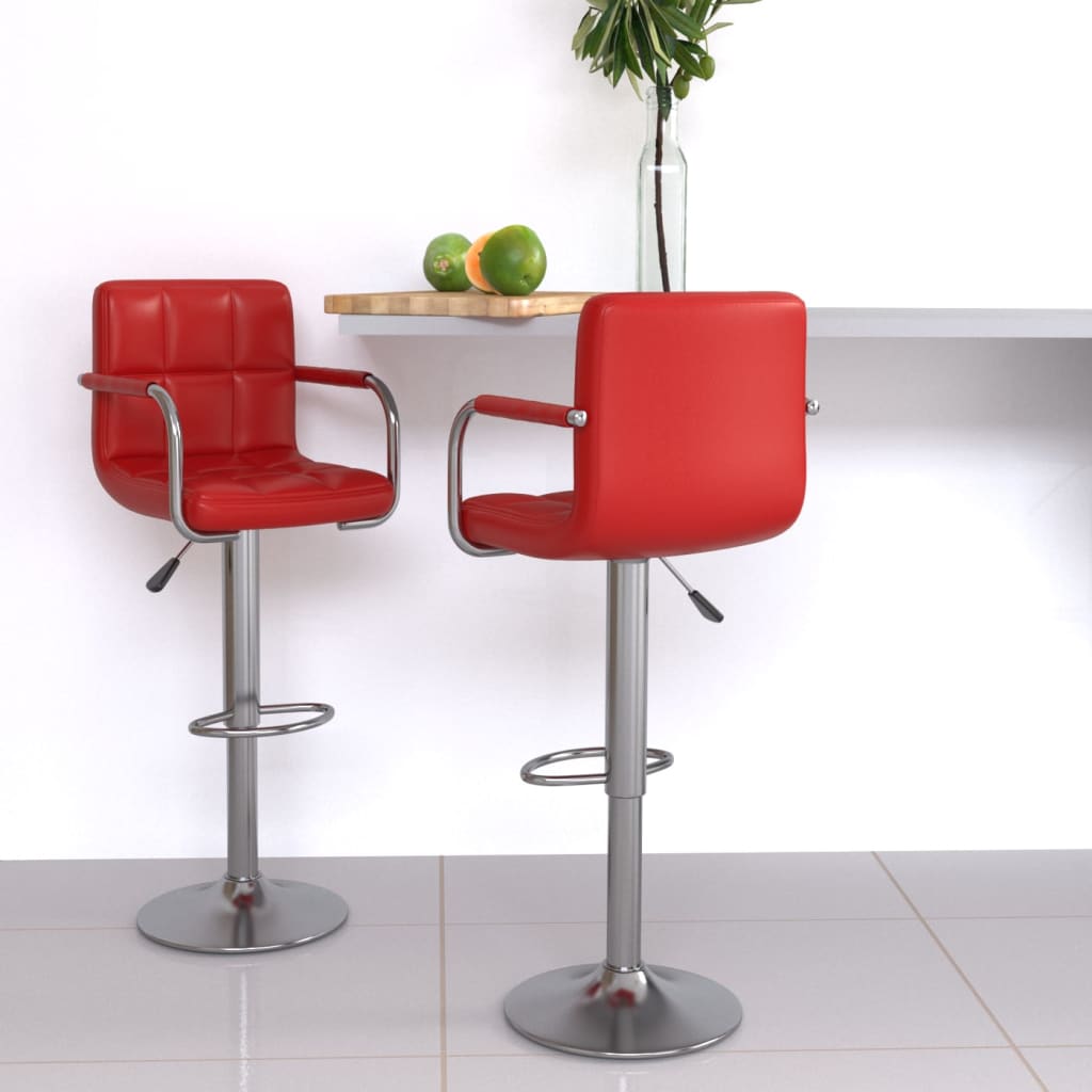 Barhocker 2 Stk. Rot Kunstleder