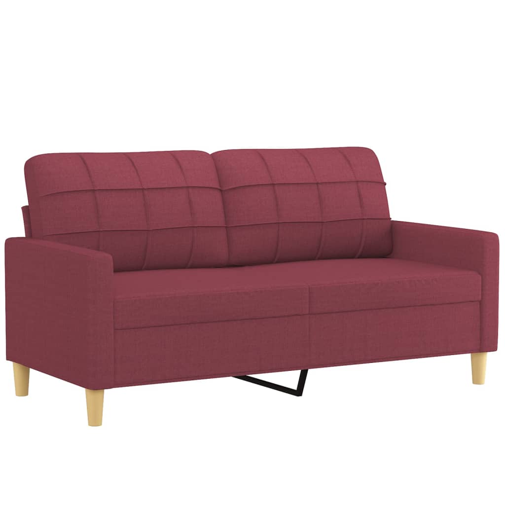 3-tlg. Sofagarnitur mit Kissen Creme Stoff