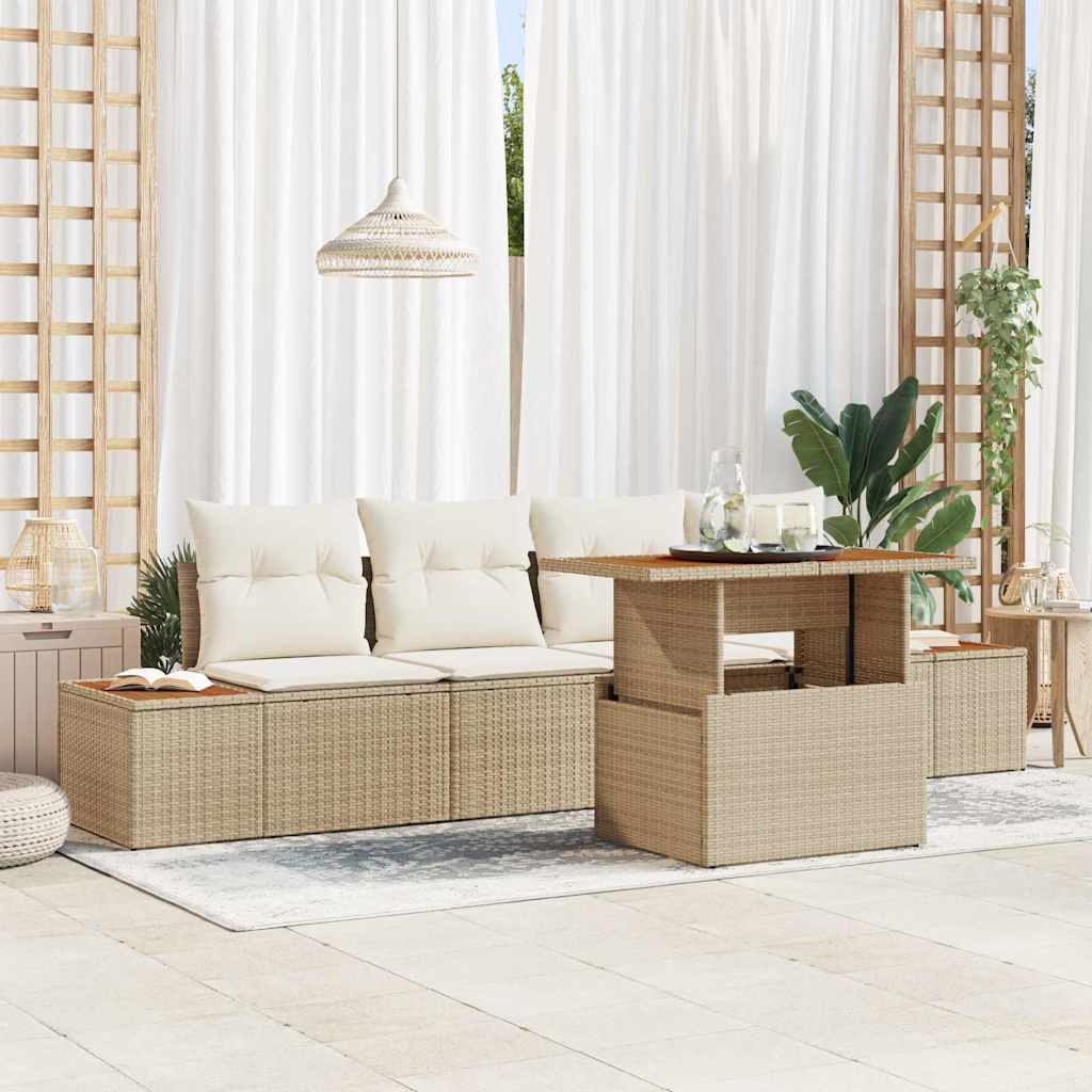 Garten Essgruppe mit Kissen 5 pcs Schwarz und Beige