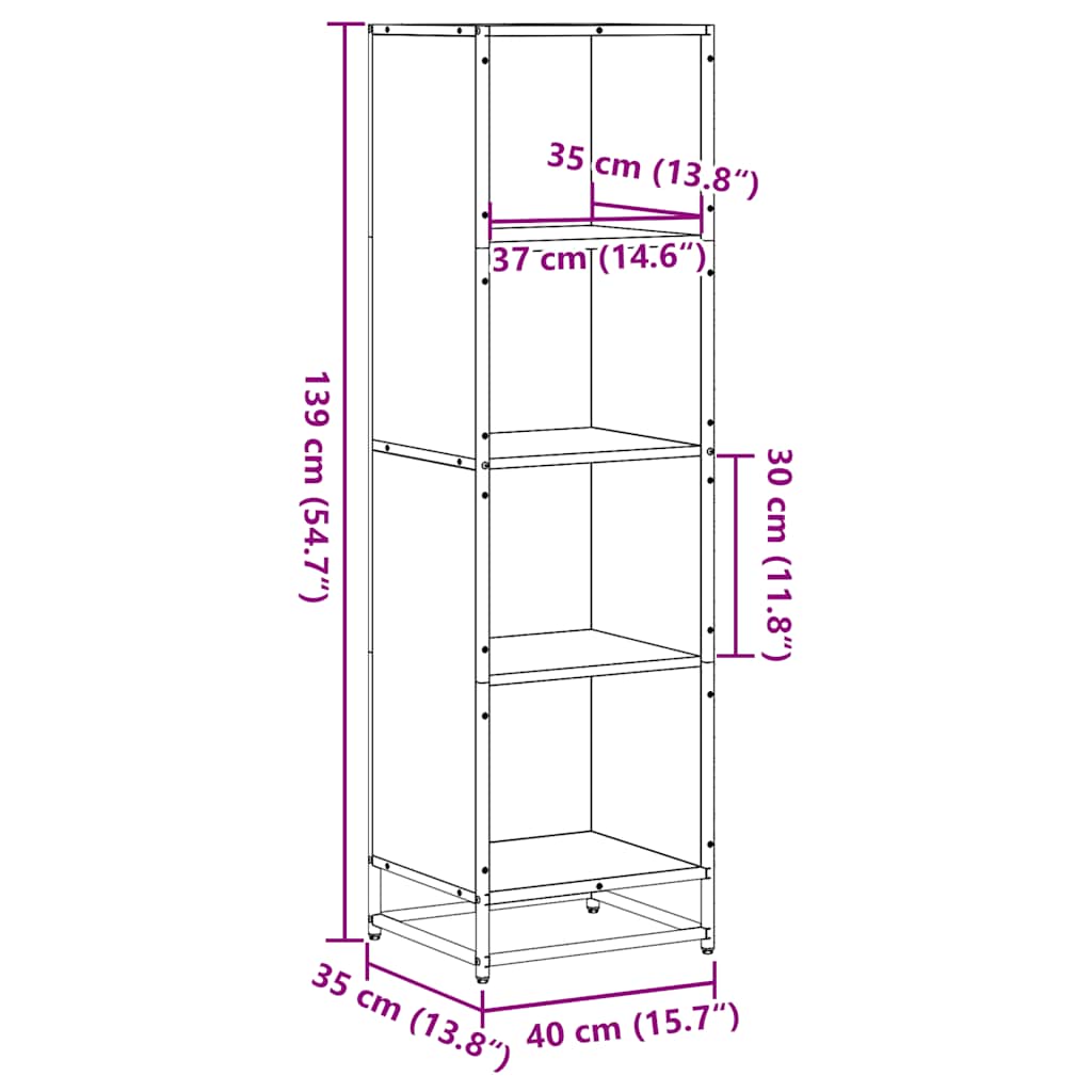 Bücherregal Schwarz 60x35x139 cm Holzwerkstoff