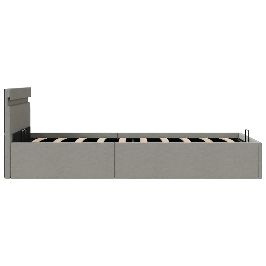 Bett mit Bettkasten Hydraulisch LED Dunkelgrau Stoff 90x200 cm