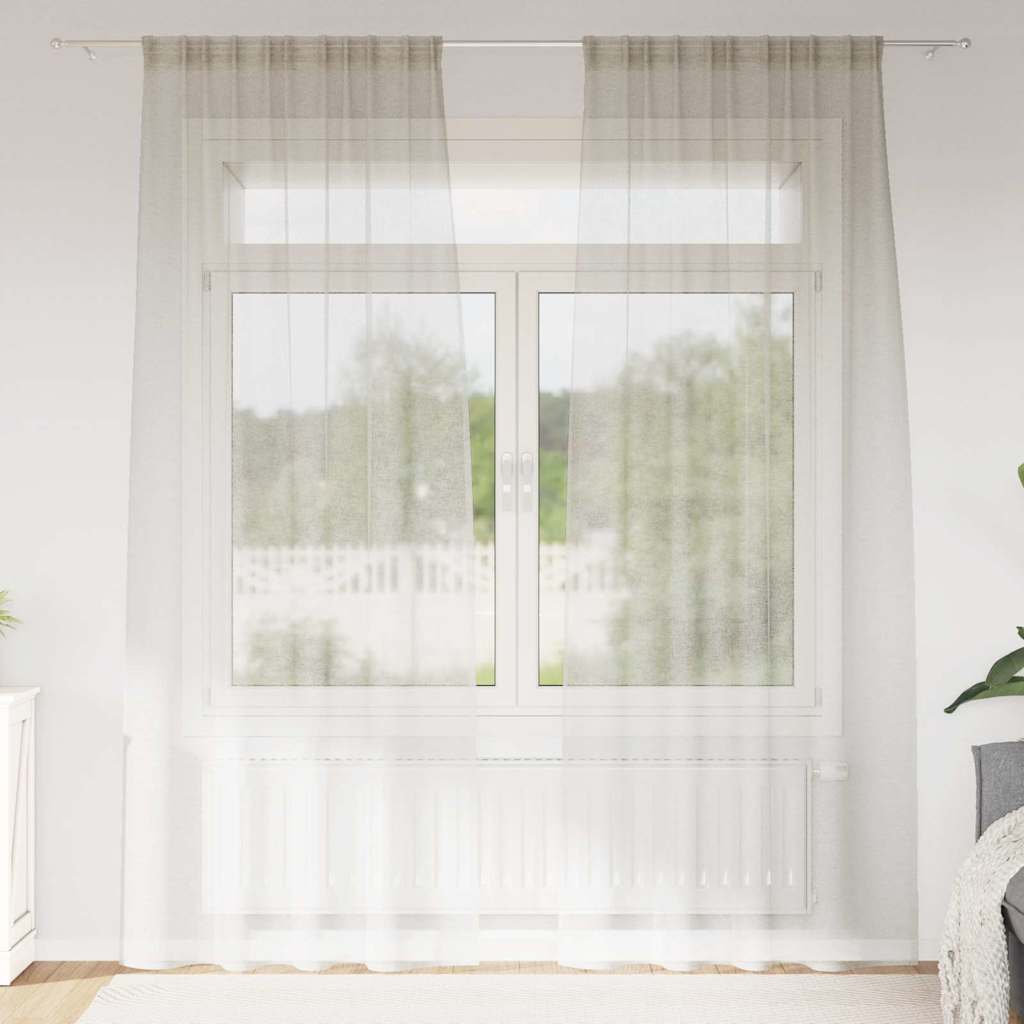 Voile-Vorhang mit Vorhängen 2 pcs Weiß 140 x 140 cm Polyester