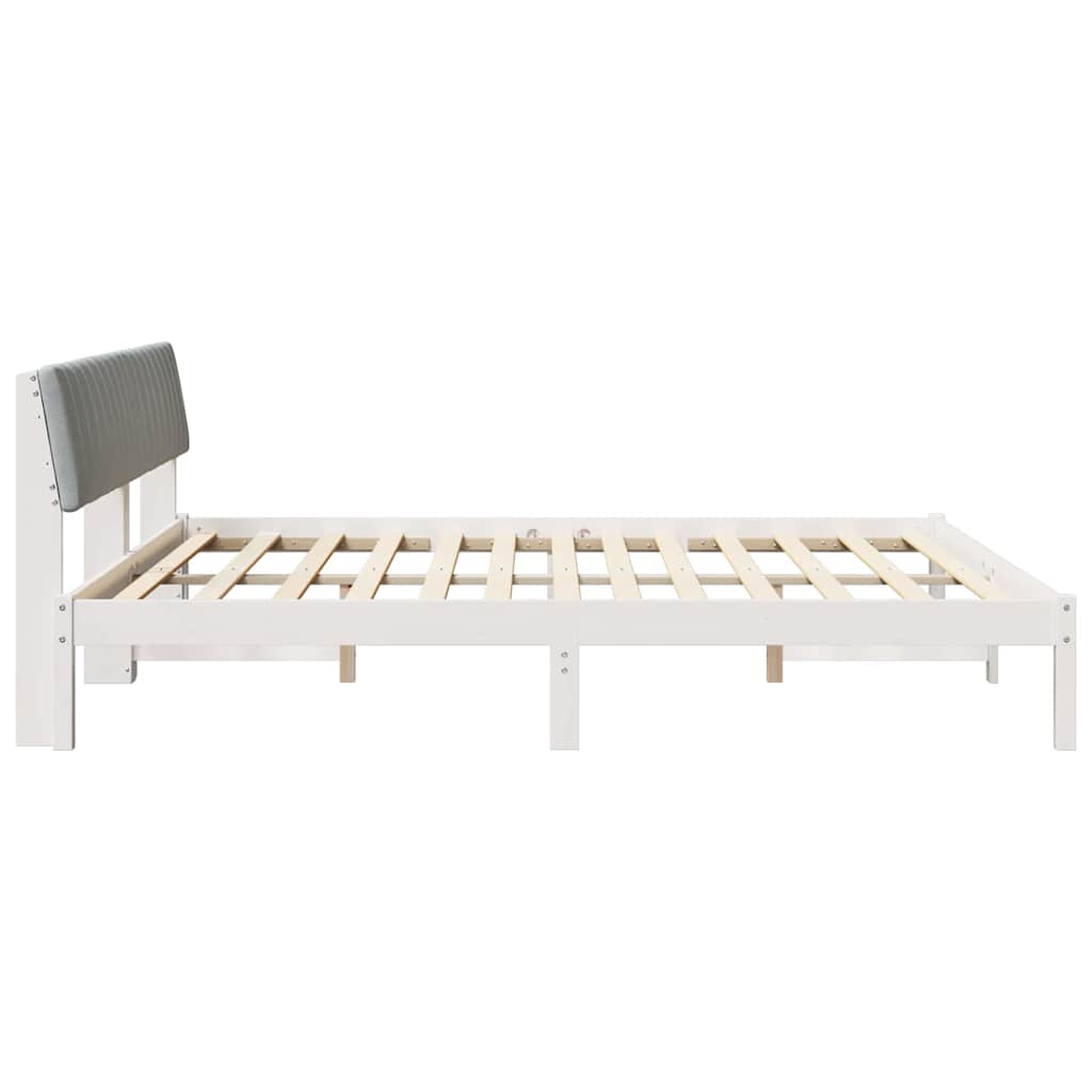 Bettgestell Braun und hellgrau 200 x 200 cm Massivholz Kiefer