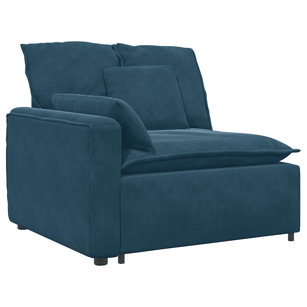 Modulares Sofa Endmodul mit Armlehne Kissen Blau 100 cm