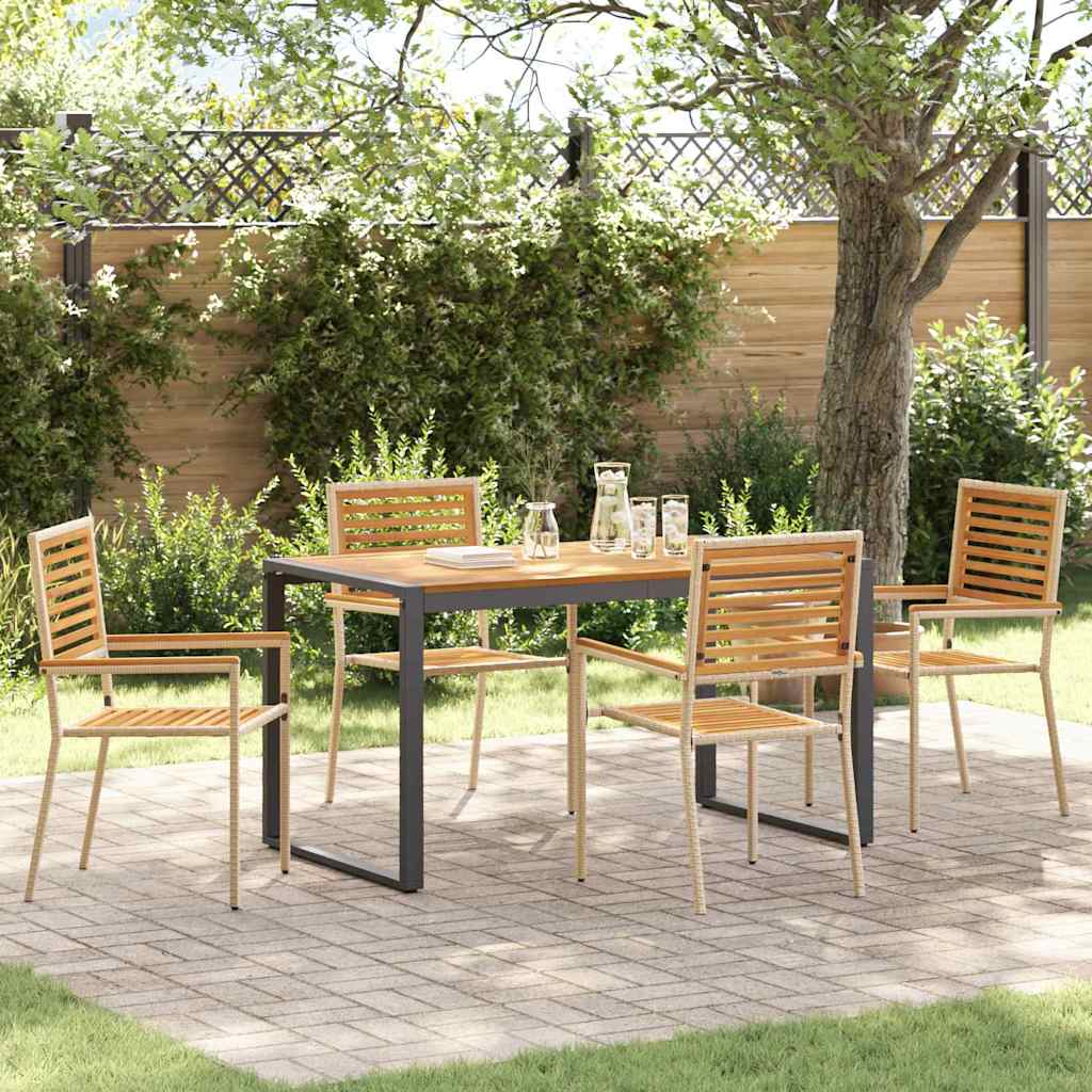 Garten Essgruppe 5 pcs Schwarz und Braun Poly-Rattan
