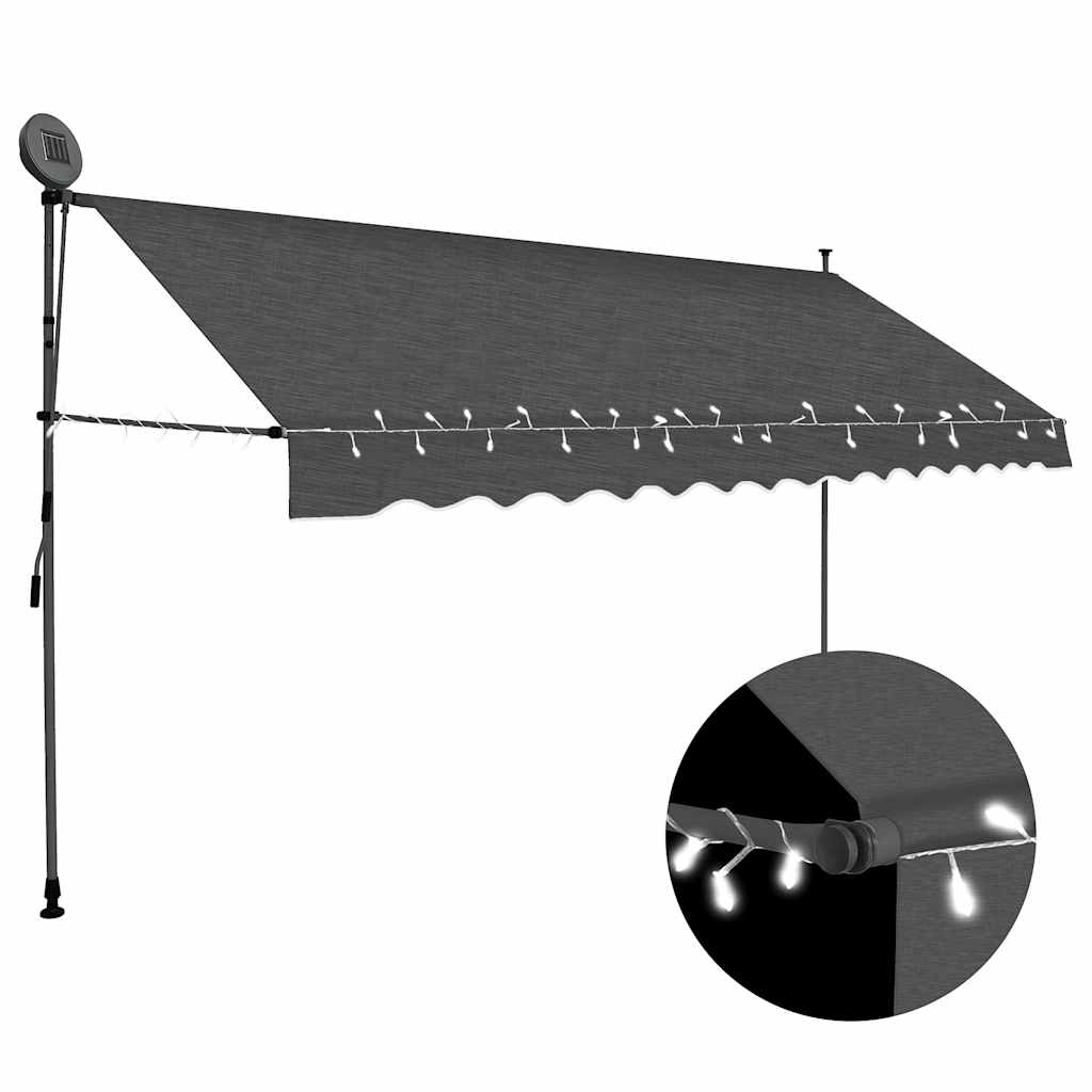 Einziehbare Markise Handbetrieben mit LED 100 cm Blau und Weiß