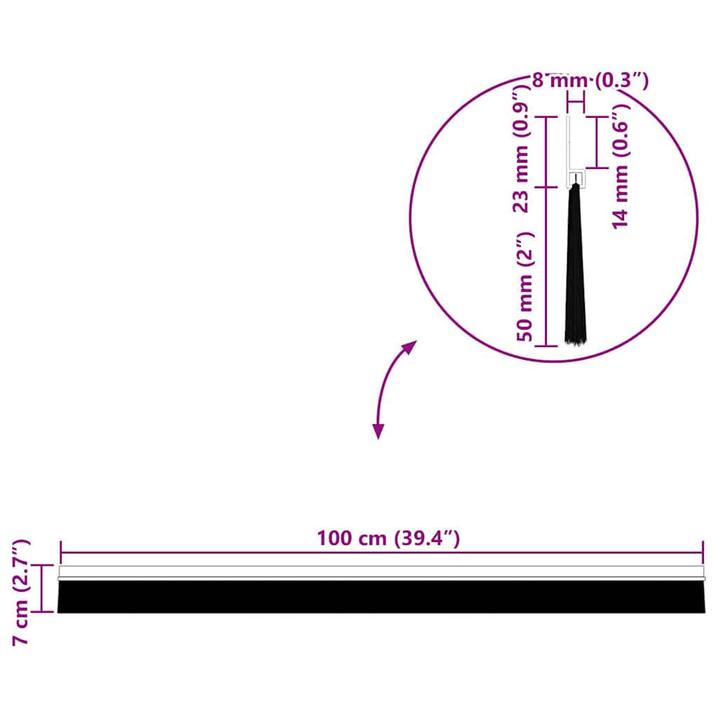 Selbstklebende Türbürstendichtungen 2 pcs Braun 100 cm