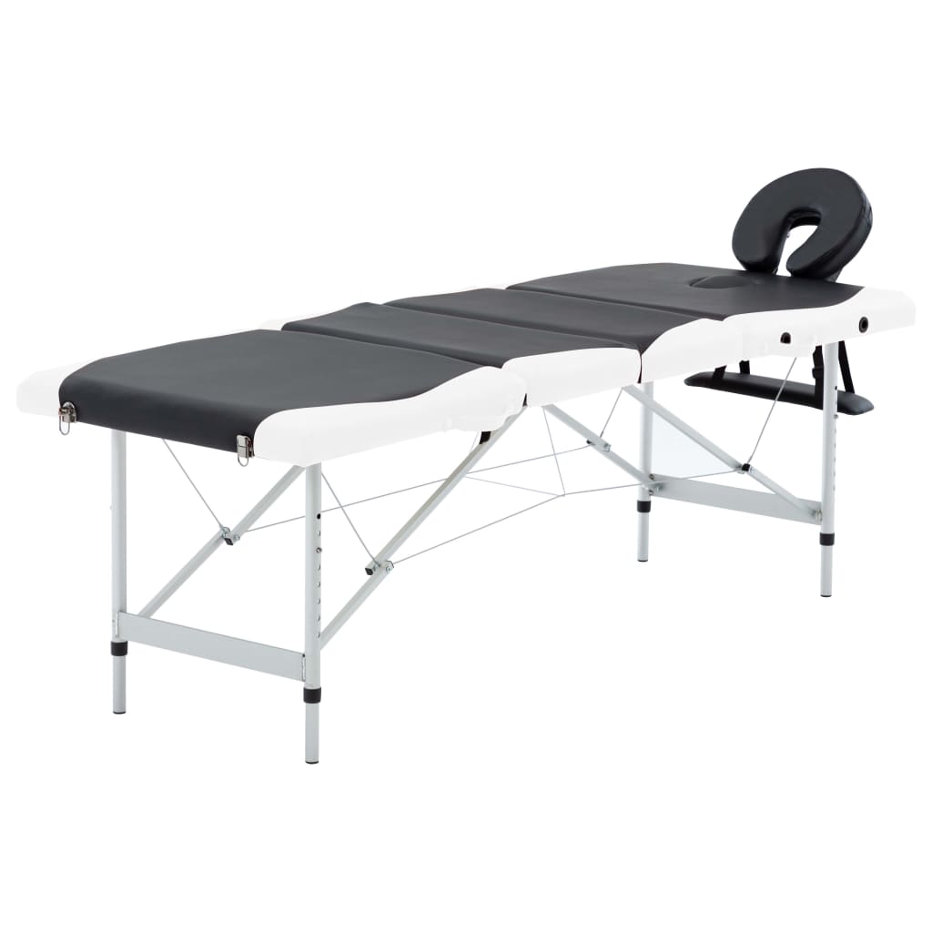 Massageliege Klappbar 4-Zonen Aluminiumgestell Schwarz und Rosa
