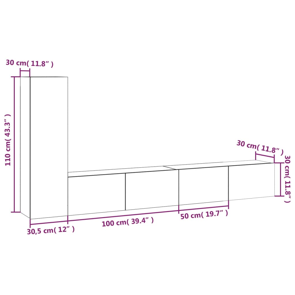 4-tlg. TV-Schrank-Set Weiß Holzwerkstoff