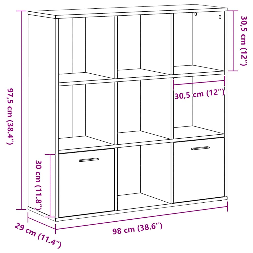 Bücherregal Weiß 98x30x98 cm Holzwerkstoff
