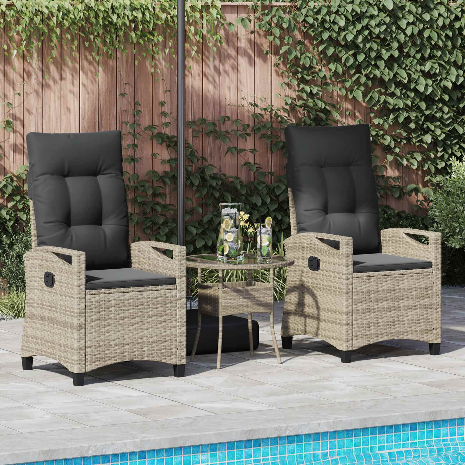 Gartenstuhl 2 pcs Schwarz 56 x 64 x 94 cm Stahl und Polyester