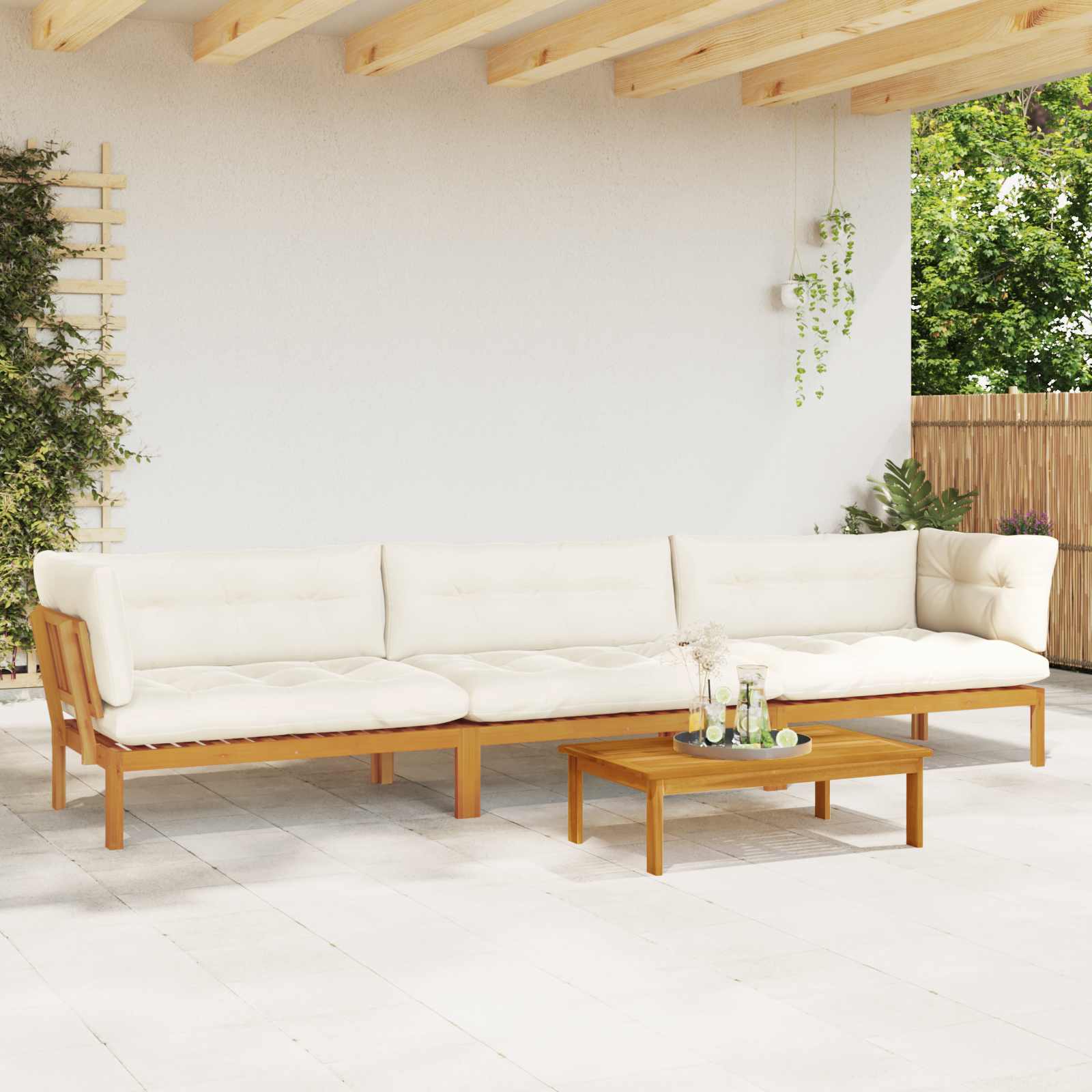 3-tlg. Garten-Sofagarnitur aus Paletten Massivholz Akazie