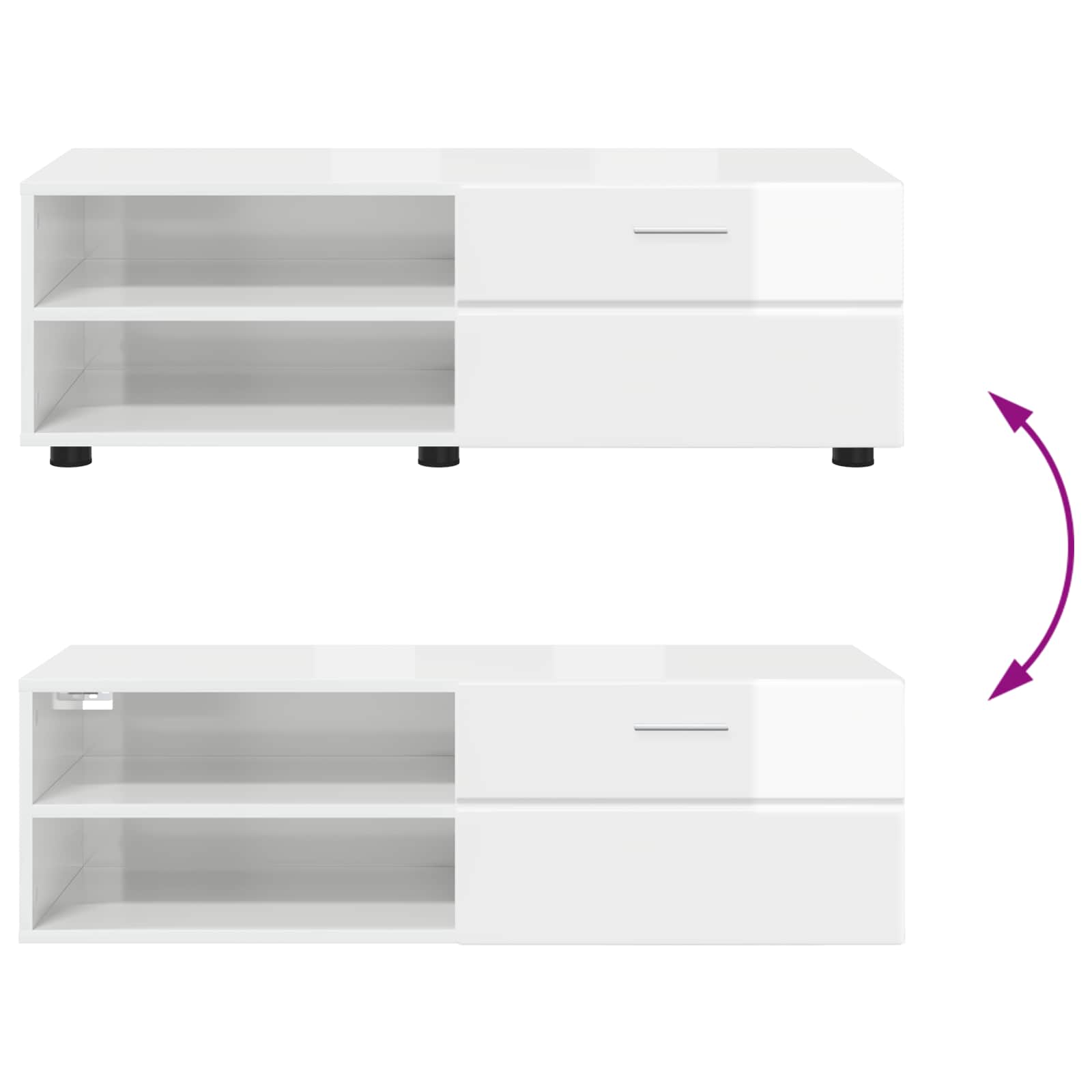 Highboard mit Regal FLORIN Weiß 60 x 35 x 182 cm Holzwerkstoff