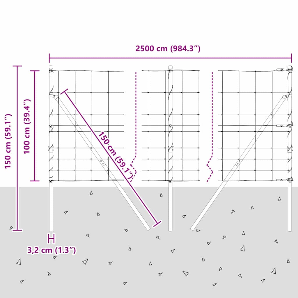 Ground Fix Geschweißter Drahtzaun 25 x 0,8 m Silber Netz